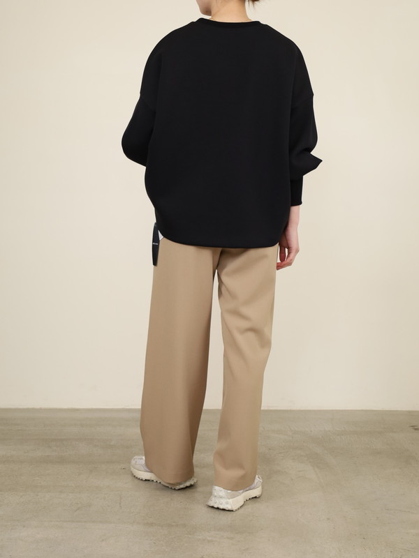 【ma couleur】杢調ストレッチツイルセミワイドパンツ