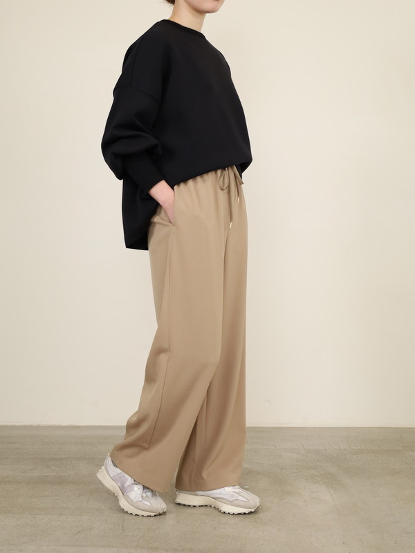【ma couleur】杢調ストレッチツイルセミワイドパンツ