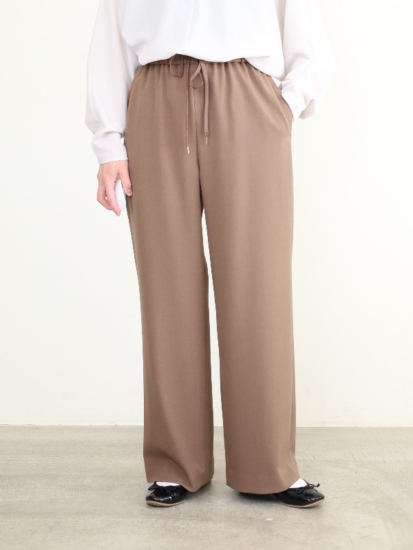 【ma couleur】杢調ストレッチツイルセミワイドパンツ