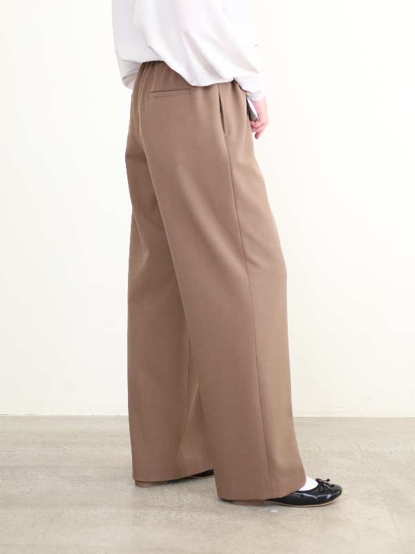 【ma couleur】杢調ストレッチツイルセミワイドパンツ