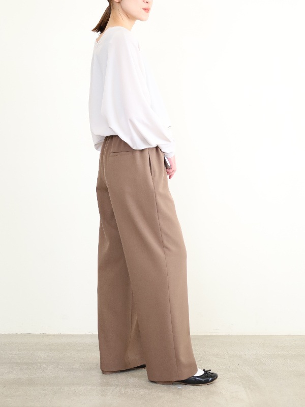 【ma couleur】杢調ストレッチツイルセミワイドパンツ
