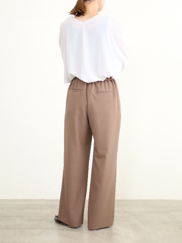 【ma couleur】杢調ストレッチツイルセミワイドパンツ