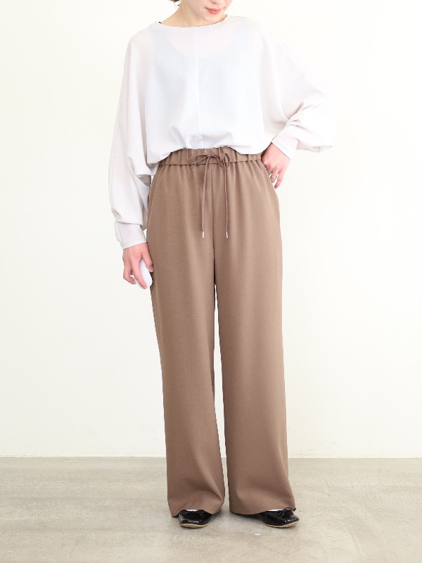 【ma couleur】杢調ストレッチツイルセミワイドパンツ