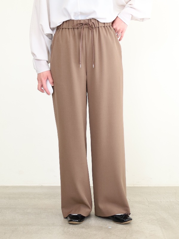 【ma couleur】杢調ストレッチツイルセミワイドパンツ