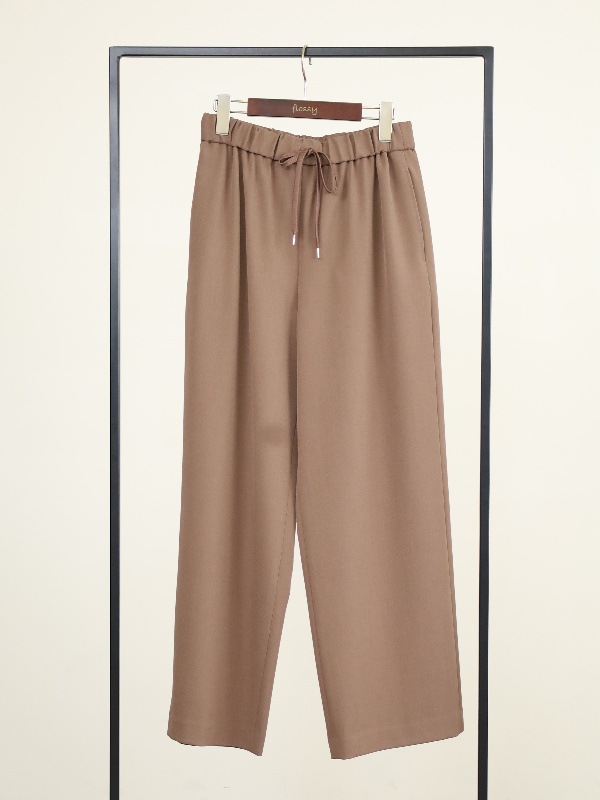 【ma couleur】杢調ストレッチツイルセミワイドパンツ