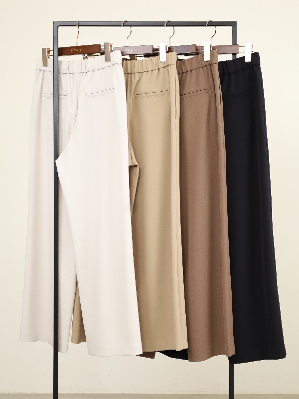 【ma couleur】杢調ストレッチツイルセミワイドパンツ