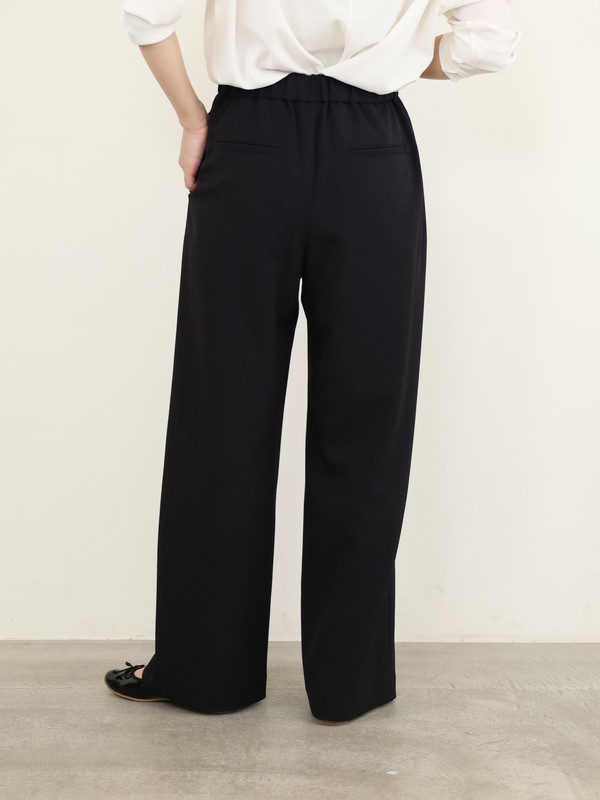 【ma couleur】杢調ストレッチツイルセミワイドパンツ