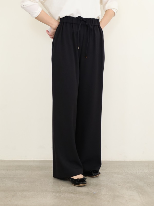 【ma couleur】杢調ストレッチツイルセミワイドパンツ