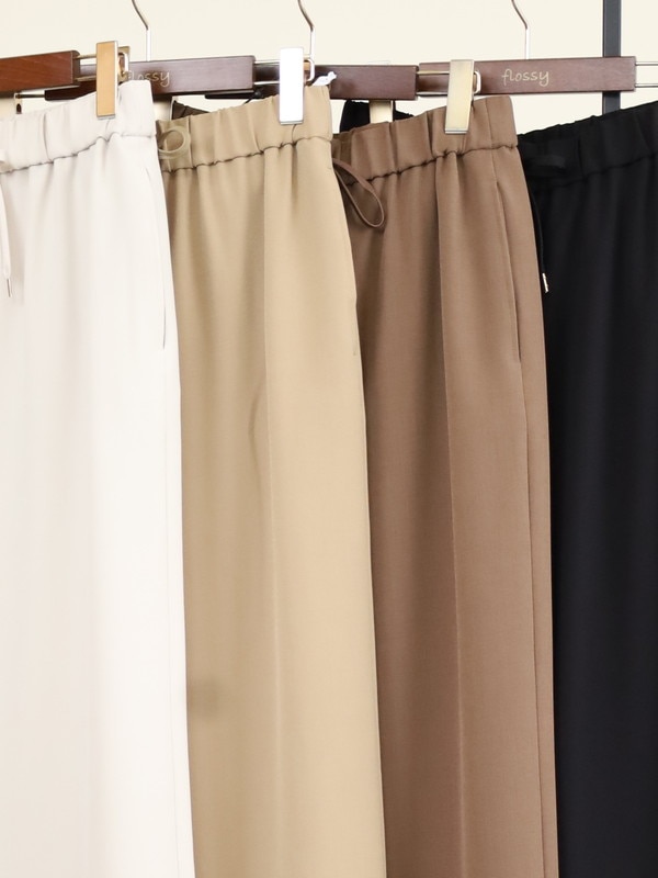 【ma couleur】杢調ストレッチツイルセミワイドパンツ