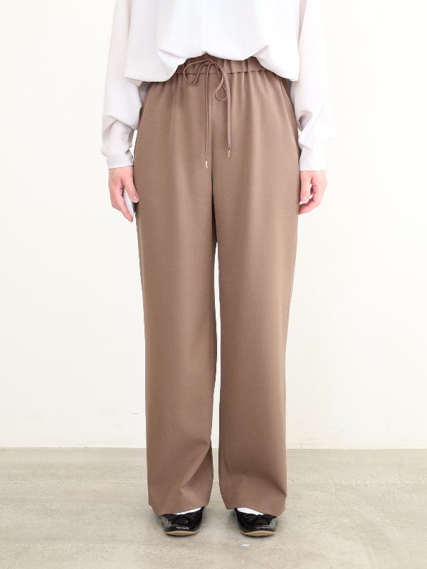 【ma couleur】杢調ストレッチツイルセミワイドパンツ