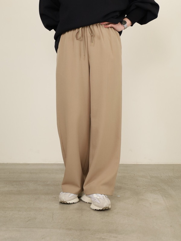 【ma couleur】杢調ストレッチツイルセミワイドパンツ