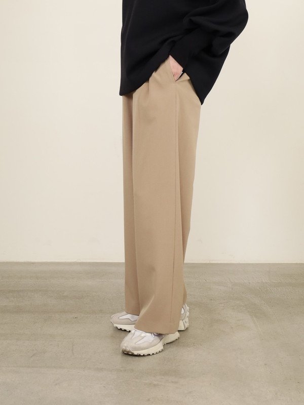 【ma couleur】杢調ストレッチツイルセミワイドパンツ
