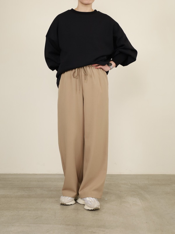 【ma couleur】杢調ストレッチツイルセミワイドパンツ