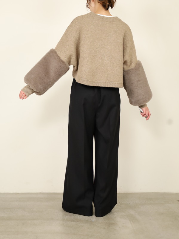 【trois】エコファー使いショート丈ニットボレロ