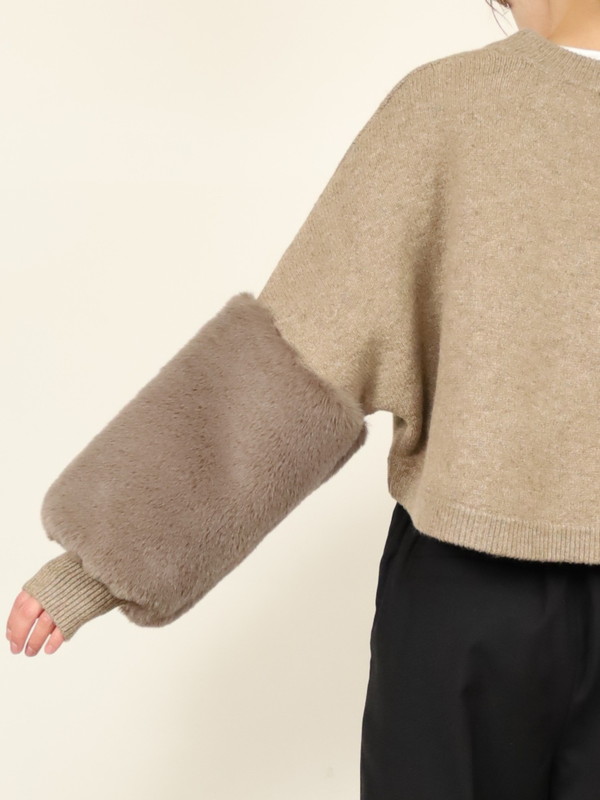 【trois】エコファー使いショート丈ニットボレロ