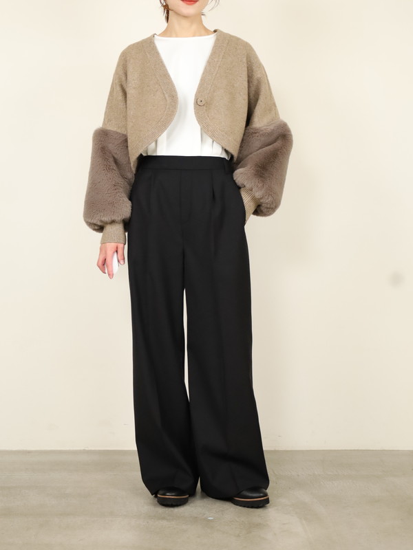 【trois】エコファー使いショート丈ニットボレロ