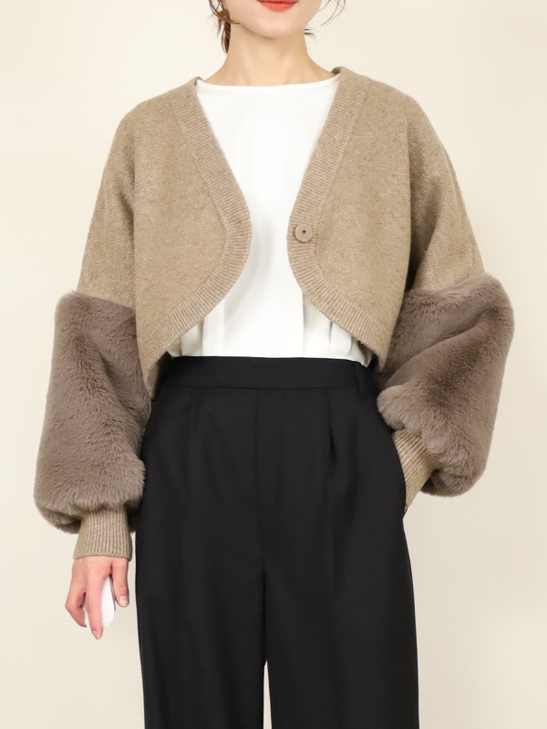 【trois】エコファー使いショート丈ニットボレロ