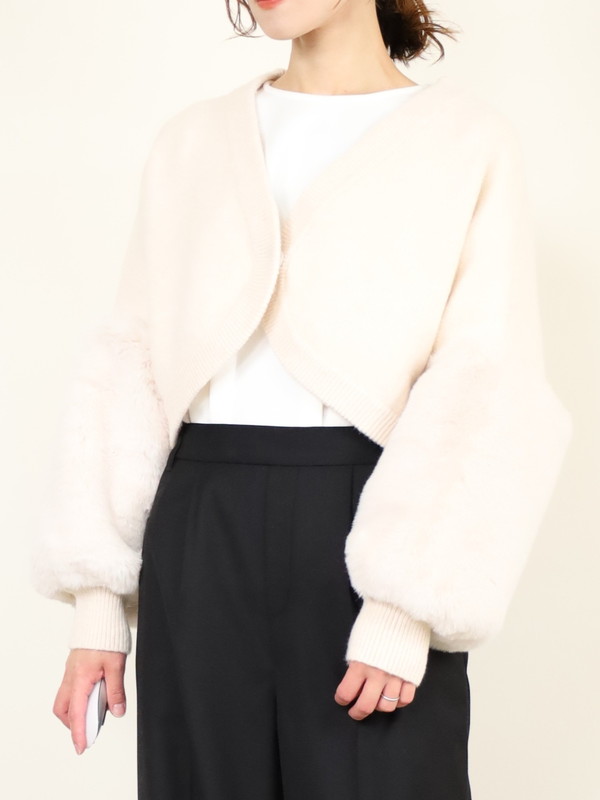 【trois】エコファー使いショート丈ニットボレロ