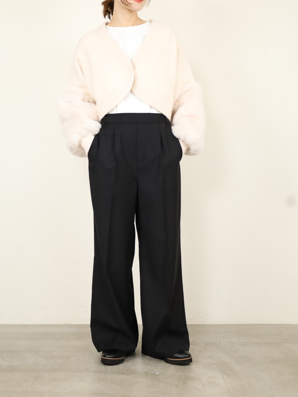 【trois】エコファー使いショート丈ニットボレロ