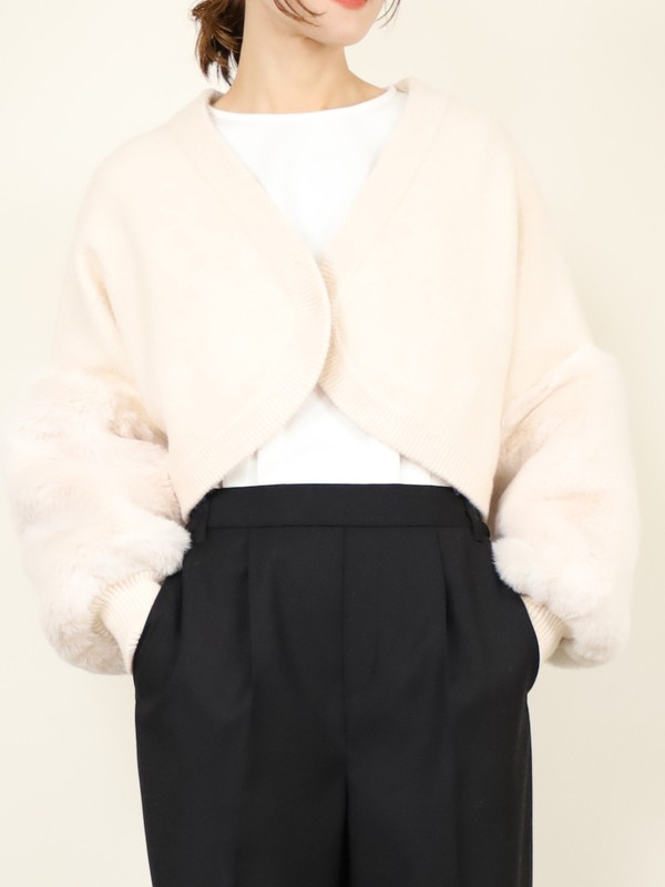 【trois】エコファー使いショート丈ニットボレロ