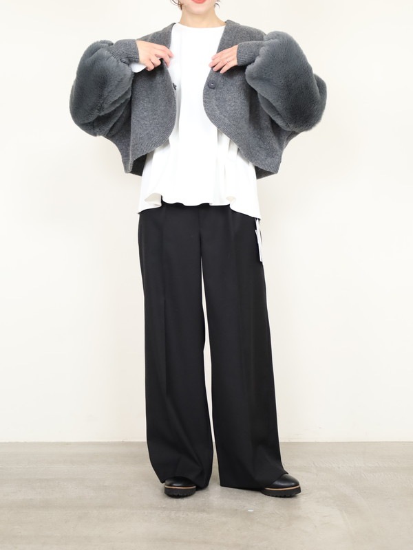 【trois】エコファー使いショート丈ニットボレロ