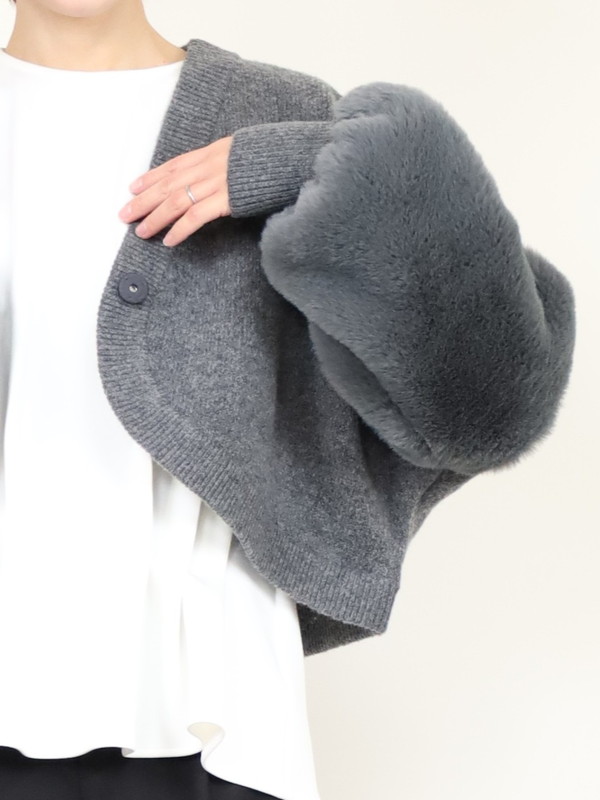 【trois】エコファー使いショート丈ニットボレロ