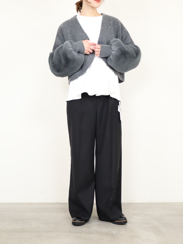 【trois】エコファー使いショート丈ニットボレロ