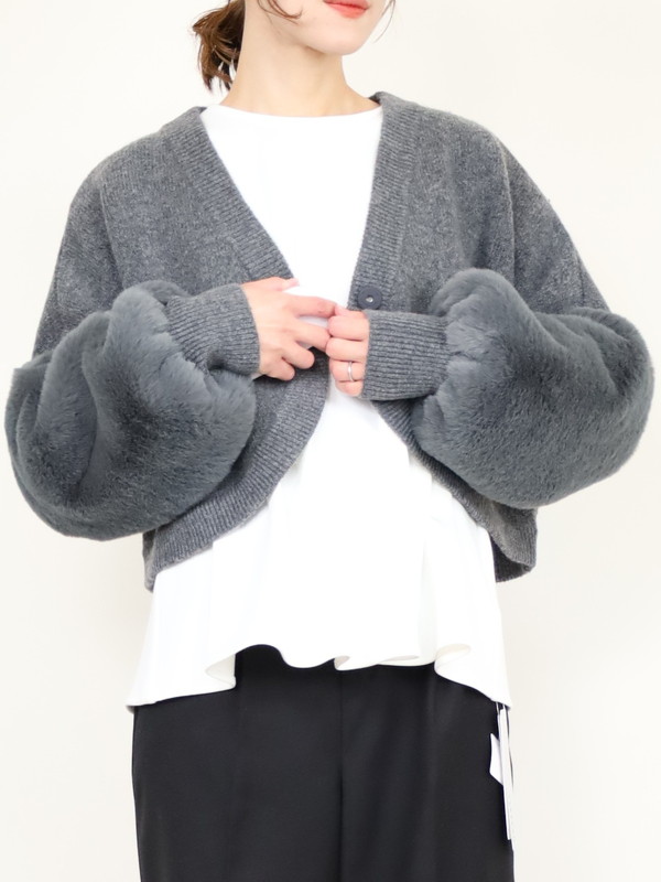 【trois】エコファー使いショート丈ニットボレロ