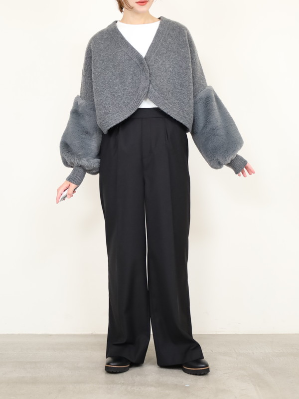 【trois】エコファー使いショート丈ニットボレロ