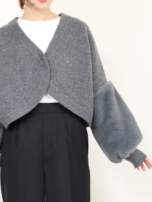 【trois】エコファー使いショート丈ニットボレロ