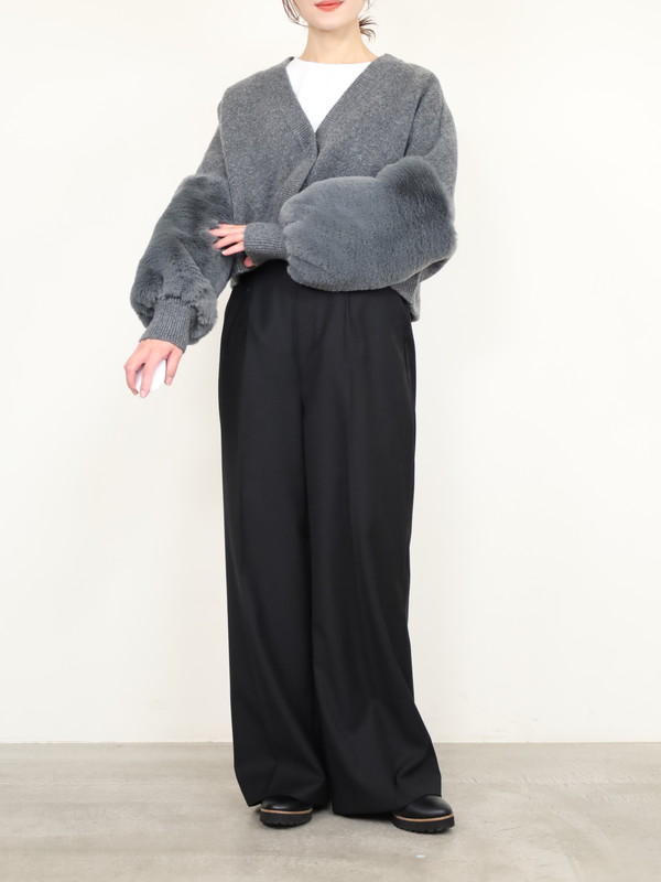 【trois】エコファー使いショート丈ニットボレロ