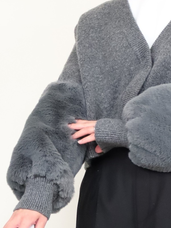 【trois】エコファー使いショート丈ニットボレロ