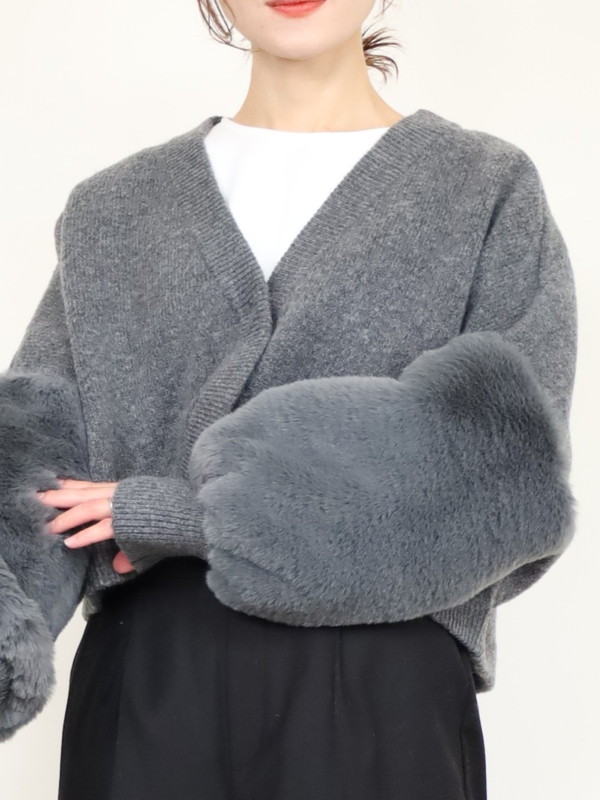 【trois】エコファー使いショート丈ニットボレロ