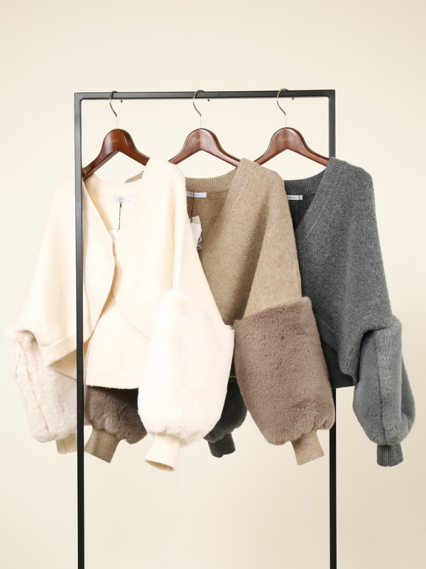 【trois】エコファー使いショート丈ニットボレロ