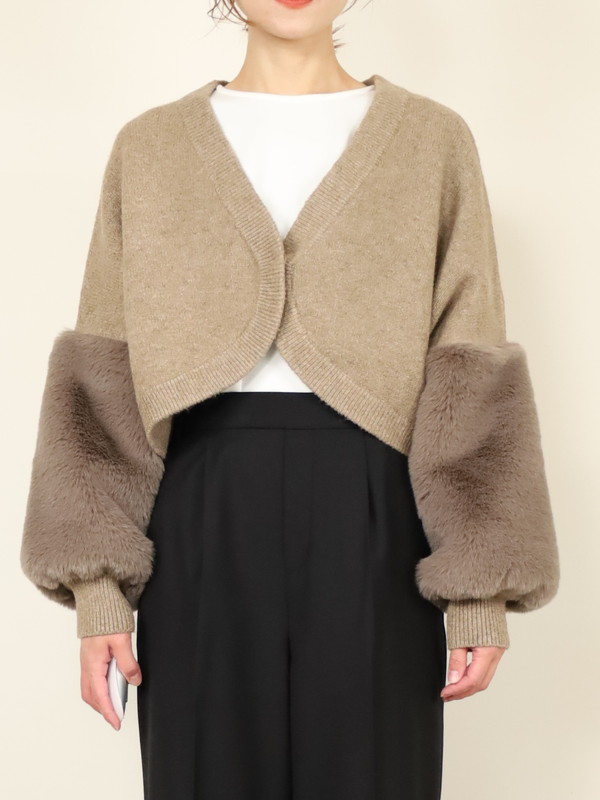 【trois】エコファー使いショート丈ニットボレロ