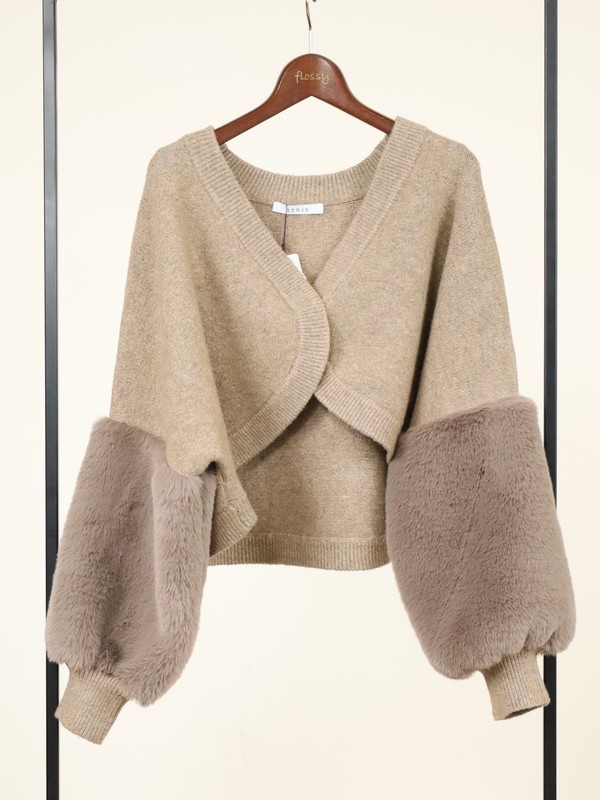 【trois】エコファー使いショート丈ニットボレロ