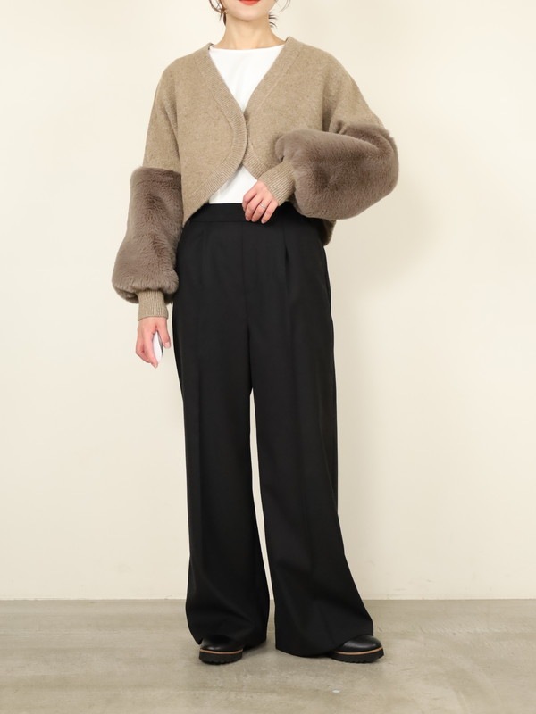 【trois】エコファー使いショート丈ニットボレロ