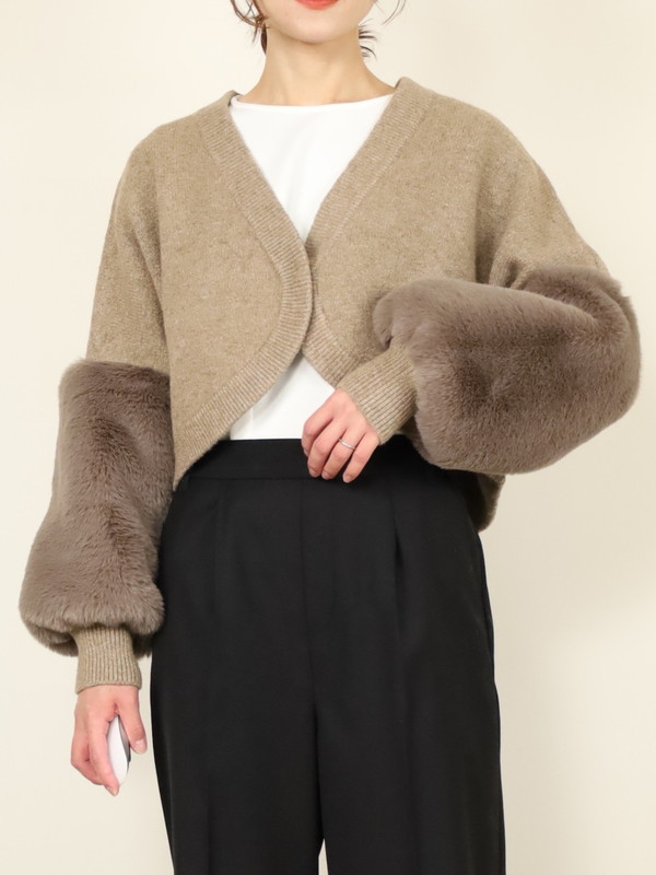 【trois】エコファー使いショート丈ニットボレロ