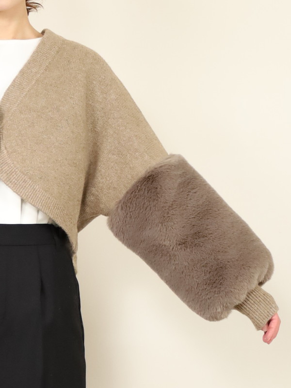 【trois】エコファー使いショート丈ニットボレロ