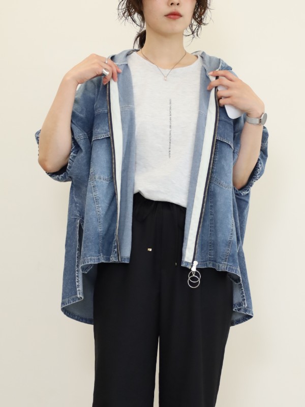 【ayane】ストレッチダンガリーポンチョ