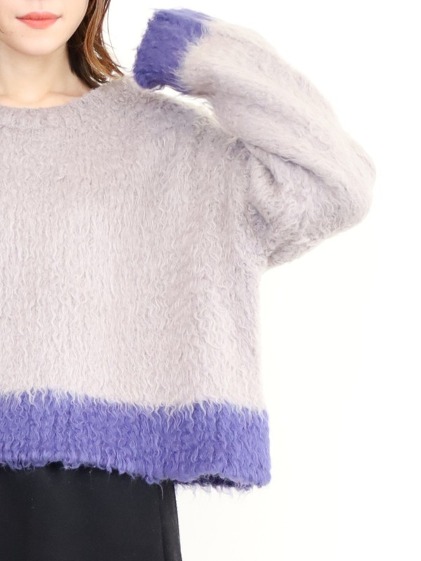 【CYAN TOKYO】配色カーリーショートニット