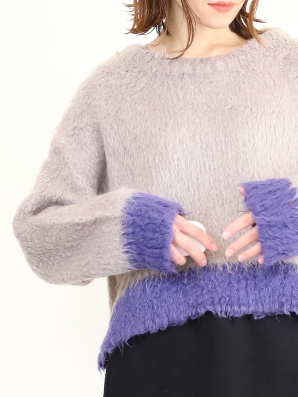 【CYAN TOKYO】配色カーリーショートニット