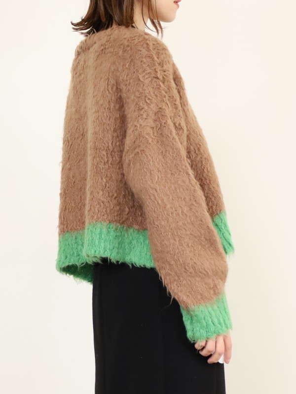 【CYAN TOKYO】配色カーリーショートニット