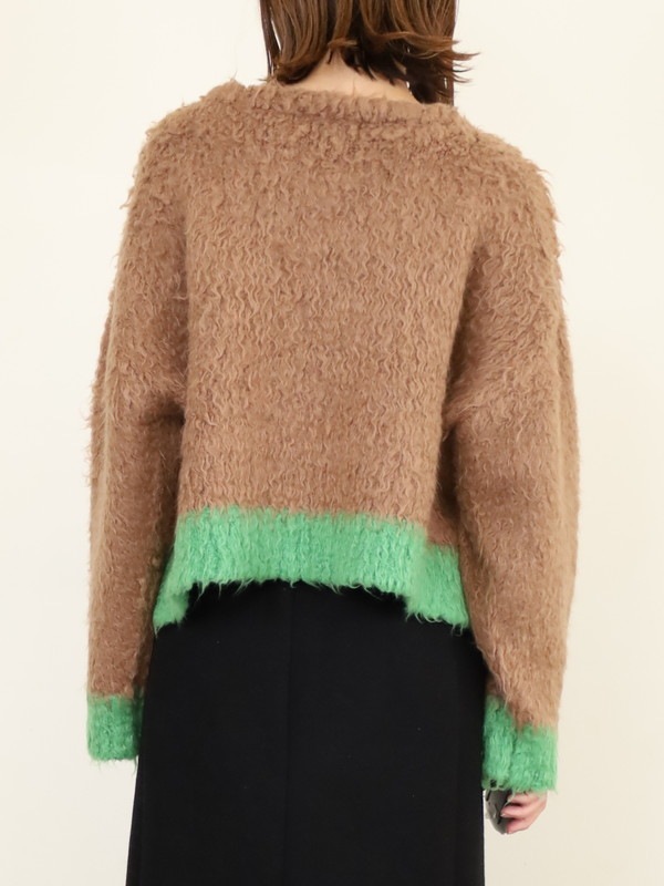 【CYAN TOKYO】配色カーリーショートニット