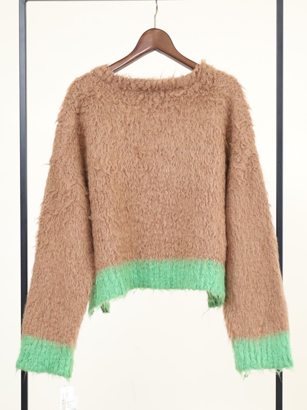 【CYAN TOKYO】配色カーリーショートニット