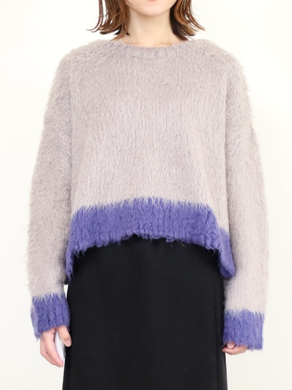 【CYAN TOKYO】配色カーリーショートニット