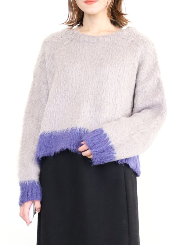 【CYAN TOKYO】配色カーリーショートニット