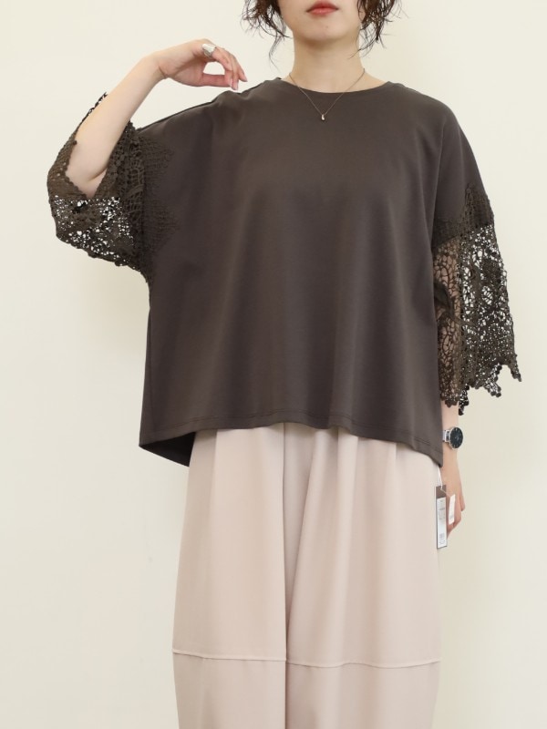 【ayane】袖レースTシャツ