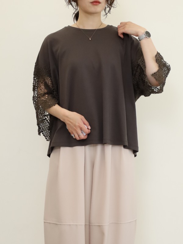 【ayane】袖レースTシャツ