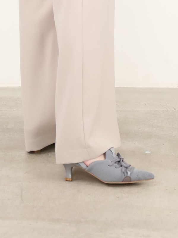 【MAISON MAVERIC】６ｃｍヒールレースアップミュール